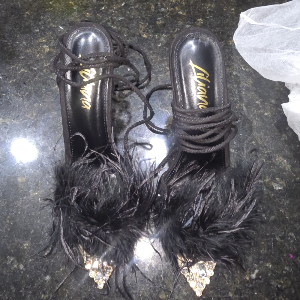 Black & gold heels sandal